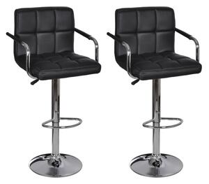 Barové stoličky 2 ks, čierne, umelá koža