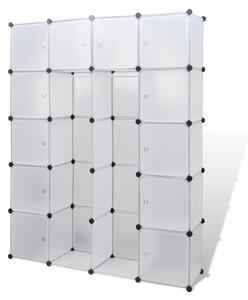 Modulárna skrinka so 14 priečinkami, biela 37x146x180,5 cm