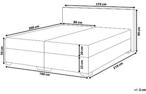 Kontinentálna posteľ sivá látkové čalúnenie 160 x 200 cm s vreckovým pružinovým matracom