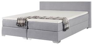 Kontinentálna posteľ sivá látkové čalúnenie 180 x 200 cm s vreckovým pružinovým matracom