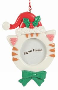 Vianočná ozdoba fotorámček BEST FRIEND 12 cm, mačka