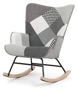 Hojdacie kreslo FABIAN II — látka, čiernobiely patchwork