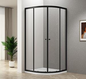 Aqualine Aqualine, ARLETA BLACK štvrťkruhový sprchovacia zástena 800x800mm, číre sklo, BLS800