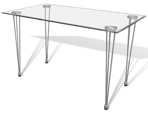 Jedálenský stôl so sklenenou doskou, priehľadný