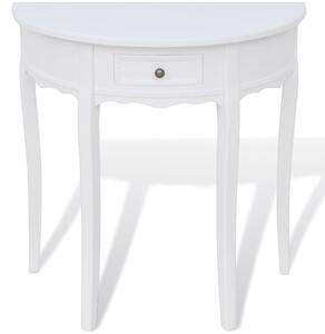 Konzolový stolík so zásuvkou v tvare polkruhu, biely