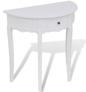 Konzolový stolík so zásuvkou v tvare polkruhu, biely
