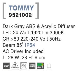 Nova Luce Svietidlo TOMMY S TOP GREY stropné, IP 54, 24 W 9521002