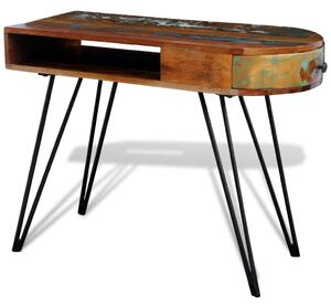 Písací stôl, recyklovaný masív, železné nohy