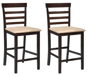 Barové stoličky 2 ks, hnedé, látka