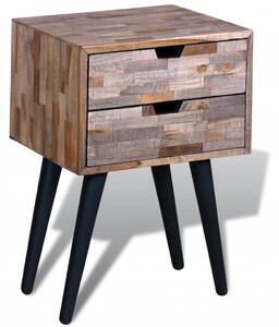 Nočný stolík s 2 zásuvkami, recyklované tíkové drevo