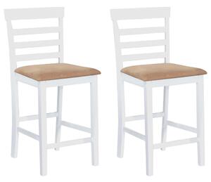 Barové stoličky 2 ks, biele, látka