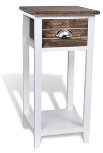 Nočný stolík s 1 zásuvkou, hnedý a biely