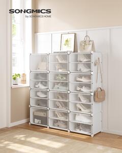 SONGMICS Modulárna botníková skriňa s 12 priehradkami, 125 x 125 x 32 cm, biela
