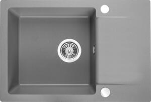 Kuchinox Celebes, 1-komorový granitový drez 650x440x185mm s krátkym odkvapkávačom, šedá, LAV-SBL_513T