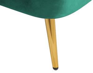 Leňoška smaragdová zelená zamatová čalúnená ľavostranná zlaté kovové nohy moderný štýl