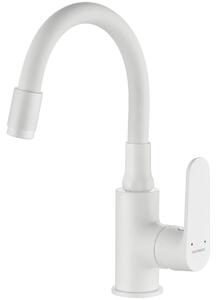 Kuchinox Dima, umývadlová batéria s flexibilným výtokom h-280, biela matná, LAV-BQD_621D