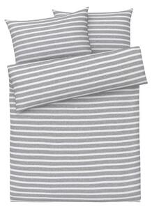 LIVARNO home Zimná džersejová posteľná bielizeň, 200 x 220 cm, 70 x 90 cm (pruhy/sivá) (100340041)