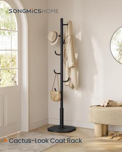 SONGMICS Vešiak na kabáty CACTUS, 8 háčikov, výška 172 cm, čierny