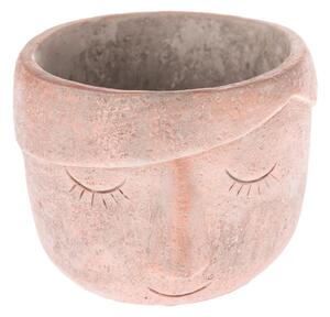 Betónový obal na kvetináč Face terakota, 15,5 x 11 x 14 cm