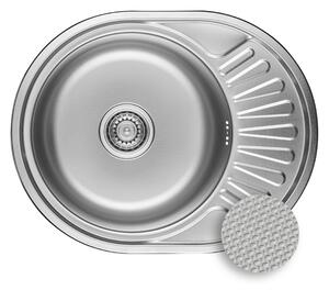 Kuchinox Normal, 1-komorový nerezový drez 570x450x180 mm s odkvapkávačom, drážkovaný dekor, oceľová, LAV-SGN_383T