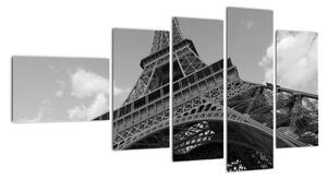 Čiernobiely obraz Eiffelovej veže (Obraz 110x60cm)