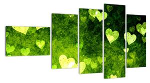 Zelená srdiečka - obraz do bytu (Obraz 110x60cm)