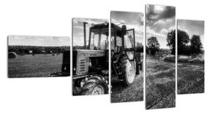 Čiernobiely obraz traktora (Obraz 110x60cm)
