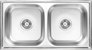 Kuchinox STANDARD, 2-komorový oceľový kuchynský drez 780x430x170 mm, SKS_020T