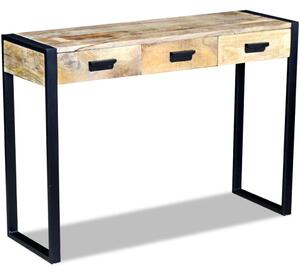 Prístavný stolík s 3 zásuvkami, mangové drevo, 110x35x78 cm