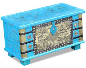 Úložná truhlica z mangového dreva, modrá, 80x40x45 cm