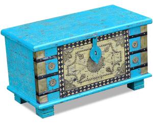 Úložná truhlica z mangového dreva, modrá, 80x40x45 cm