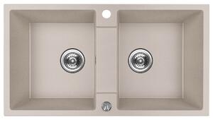 Kuchinox Rab, 2-komorový granitový drez 800x440x186 mm, béžová, LAV-SBF_420Y