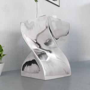 Konferenčný stolík/stolička v skrútenom tvare, hliník, strieborná
