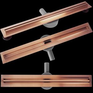 Rea Neox Pro Slim, sprchový odtokový žľab 70cm s otočným sifónom o 360stupňov, medená matná, REA-G4806