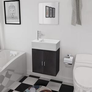 3-dielna sada kúpeľového nábytku s umývadlom, čierna