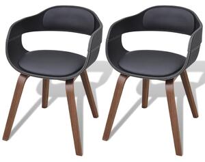 Jedálenské stoličky 2 ks, čierne, ohýbané drevo a umelá koža