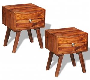 Nočný stolík 2 ks s 1 zásuvkou 55 cm, drevený masív sheesham