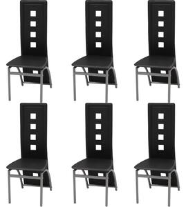 Jedálenské stoličky 6 ks, čierne, umelá koža