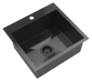Gamma Gamma, 1-komorový oceľový drez 480x450x210 mm, čierna, GMA-S4845-BK