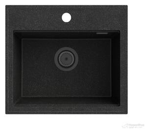 Gamma Modern 5055, 1-komorový granitový drez 560x500x210 mm, čierna škvrnitá, GMA-ZM-55-BP