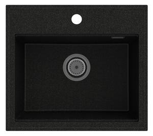Gamma Modern 5055, 1-komorový granitový drez 560x500x210 mm, čierna so zlatými bodmi, GMA-ZM-55-GD
