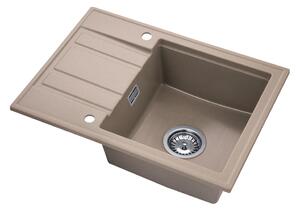 Gamma Modern 6040, 1-komorový granitový drez 580x420x185 mm s krátkym odkvapkávačom, béžová, GMA-ZM-6040-B