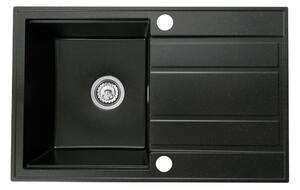 Gamma Modern 6040, 1-komorový granitový drez 580x420x185 mm s krátkym odkvapkávačom, čierna so zlatými bodmi, GMA-ZM-6040-GD