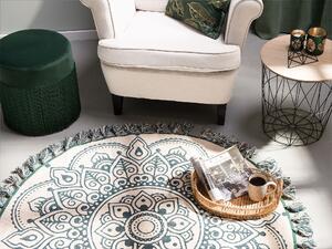 Okrúhly koberec krémovo-zelený orientálny 120cm