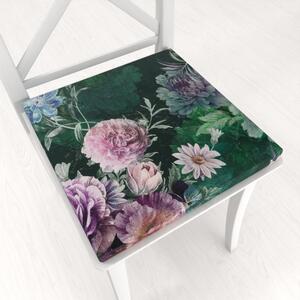 Biante Štvorcový podsedák Parma PM-114 Fialové kvety na tmavo zelenom - 38x38x3 cm