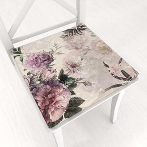 Biante Štvorcový podsedák Parma PM-112 Fialové kvety na smotanovom - 38x38x3 cm