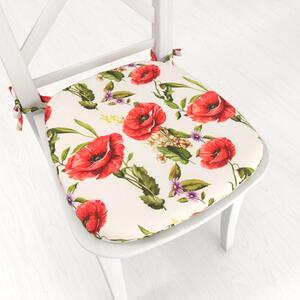 Biante Oblý podsedák PML-101 Vlčie maky na bielom - 39x37x3 cm