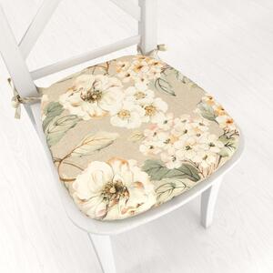 Biante Oblý podsedák PML-106 Maľované kvety na béžovom - 39x37x3 cm