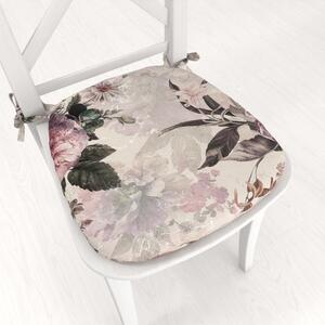 Biante Oblý podsedák Parma PM-112 Fialové kvety na smotanovom - 39x37x3 cm
