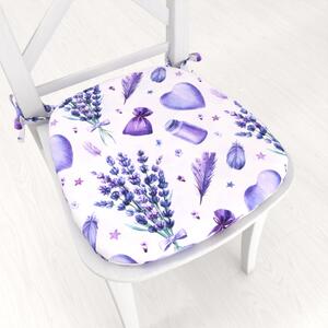 Biante Oblý podsedák PML-055 Levandule a srdcia na bielom - 39x37x3 cm